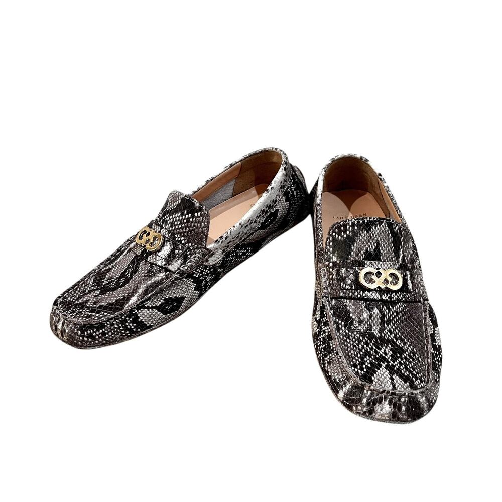 Cole Haan Shelby Loafer Shoes Womens 7.5B Gray Snake Print Leather Flats Slip On - Picture 2 of 10